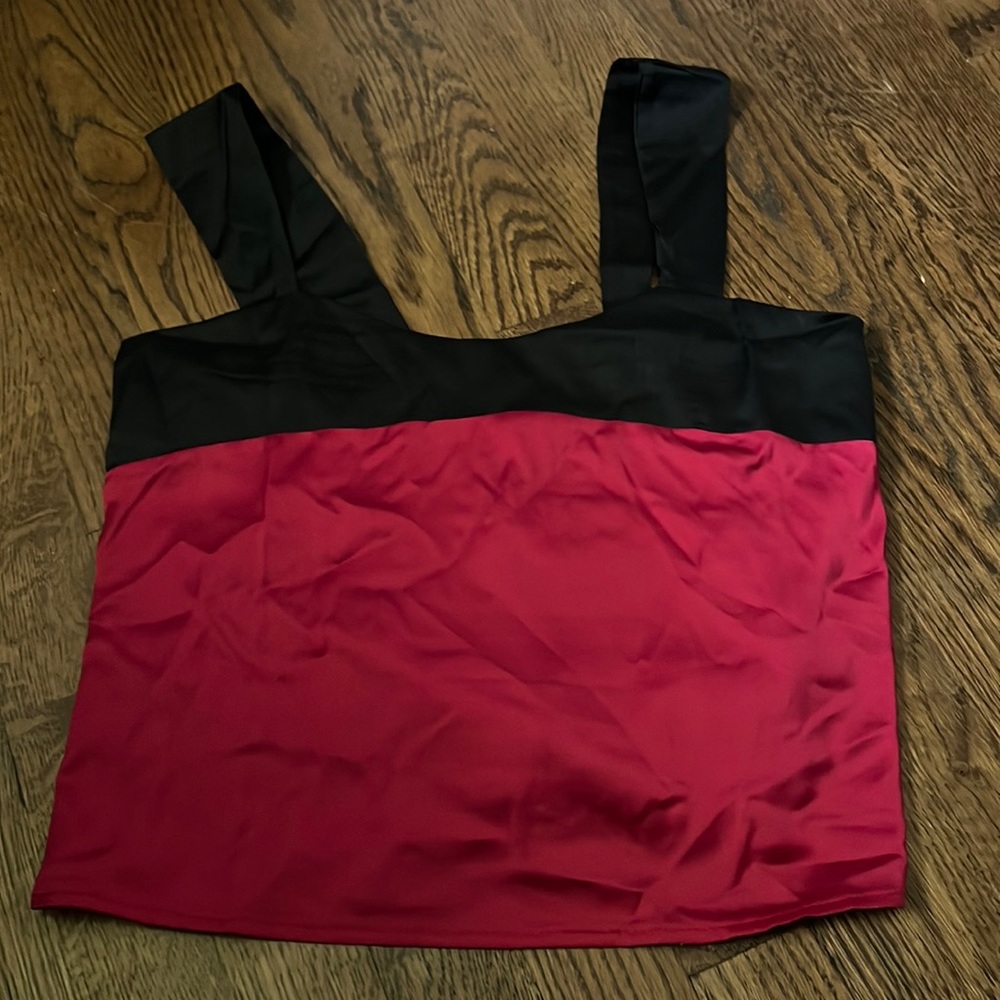 really cute black and red silk top